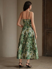 Vestido verde estilo boheme con estampado completo